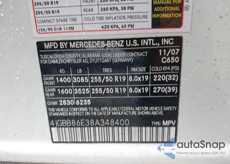 2008 Mercedes-Benz Ml 350 4Matic z USA, uszkodzony, nr VIN 4JGBB86E38A348400